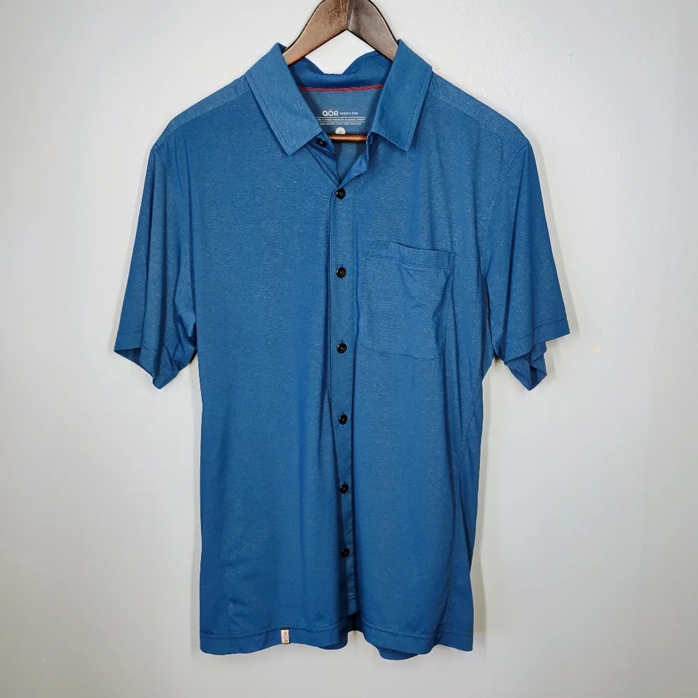 QOR Silkweight Button Down Odor Control Dress Shirt‎ Blue Size Medium